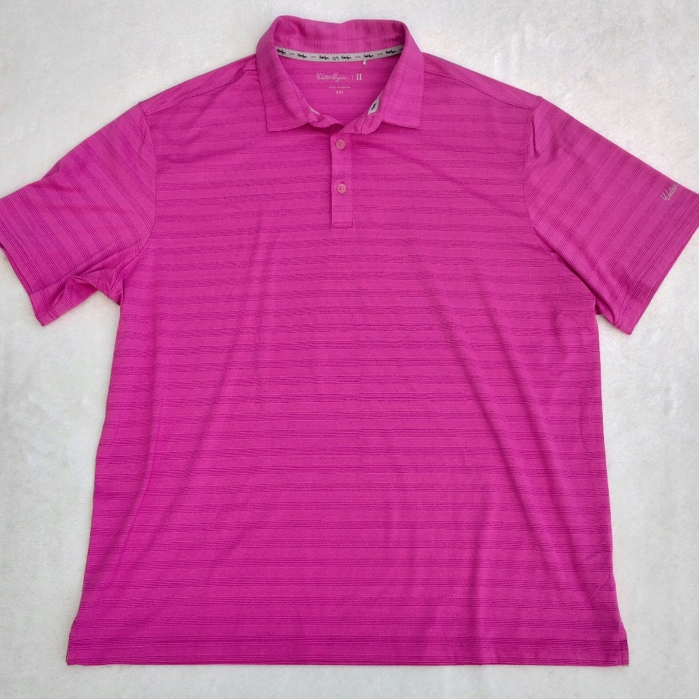 Men's Walter Hagen Pink Golf Polo Shirt Size 2XL Short Sleeves Button Collared